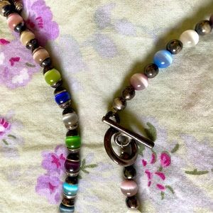 Beaded set of necklace and two bracelets, no stretch